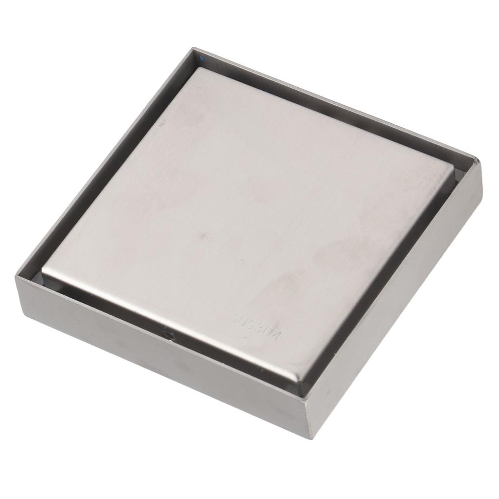4 Inch Square Invisible Shower Drain Stainless Steel Anti Odor Bathroom Floor Drain 1.3mm Tileable