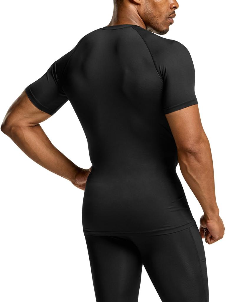 Tesla Compression Short Sleeve Sports UV Compression Base Compression JPB Men's Wear, Undershirt, V-Neck, Protection, Sweat-Wicking, Quick-Drying,