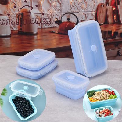 4 Größen Faltbarer Silikon-Lebensmittelbehälter Tragbare Bento-Lunchbox Microware Home Kitchen Outdoor-Lebensmittelaufbewahrungsbehälter Box