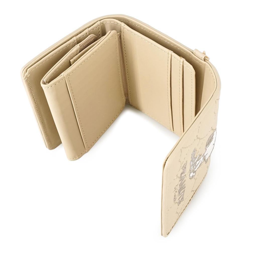 Snoopy Box Heart Quilting Series Tri-fold Wallet, Beige,
