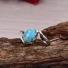 Handmade Turquoise Ring, Open Band Silver Ring, Heart Shape Gemstone Ring for Women