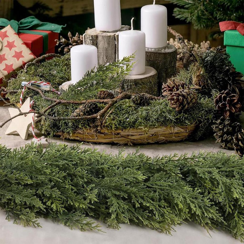 Artificial Cedar Garlands Cedar Garland Artificial Realistic 5.91 Feet Fireplace Mantel Greenery Decor for Indoor Outdoor Winter