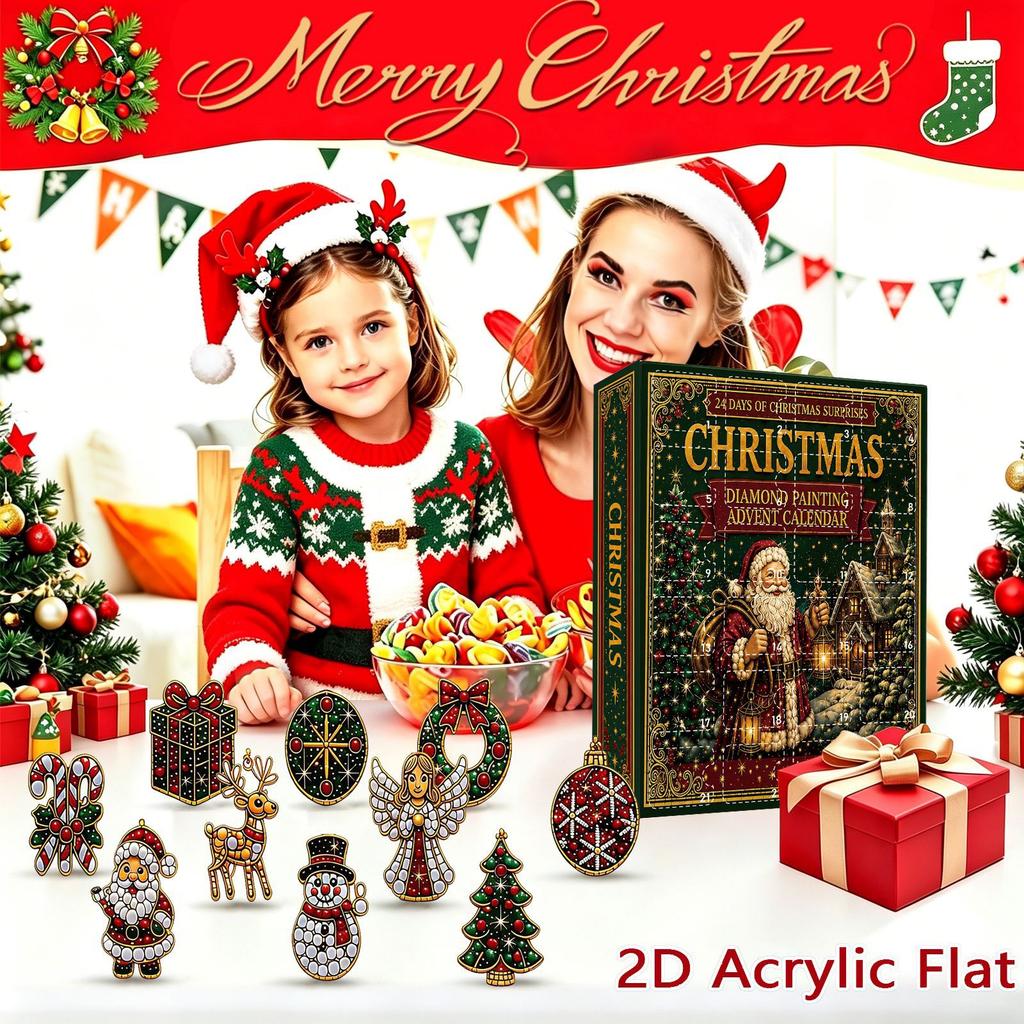 Christmas Countdown Calendar Christmas Diamond Painting Ornaments Holiday Decoration Pendant Gifts