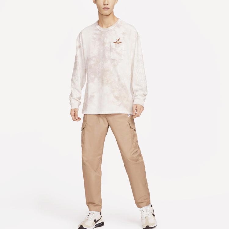 Nike Tričko s potiskem abecedy s volným dlouhým rukávem Pánské topy sezamově hnědá FD8432-252