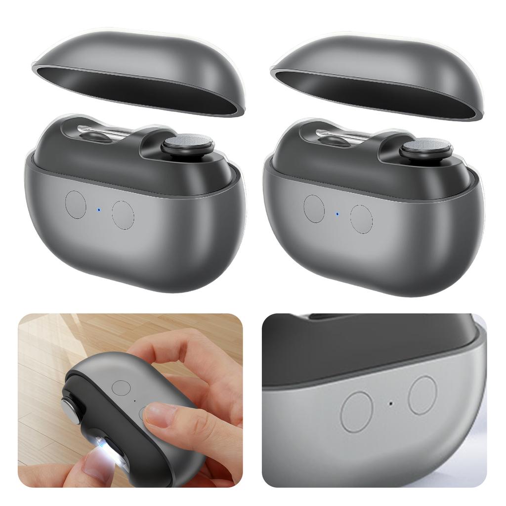 Mini 2in1 Electric Nails Cutter Trimmer Polisher Auto LED Light Nail Dust Collector Portable Rechargeable Automatic Nail Clipper