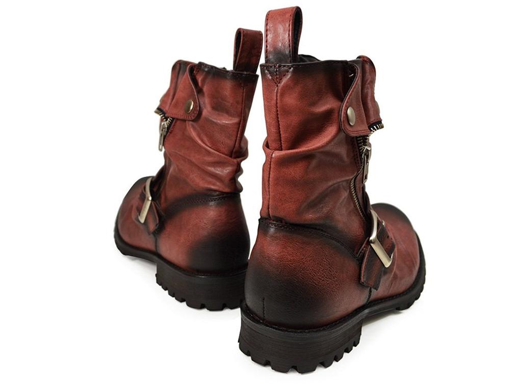 Gino Engineer Short Drape Size Ze319 RE Boots, Boots, Red, 27cm,