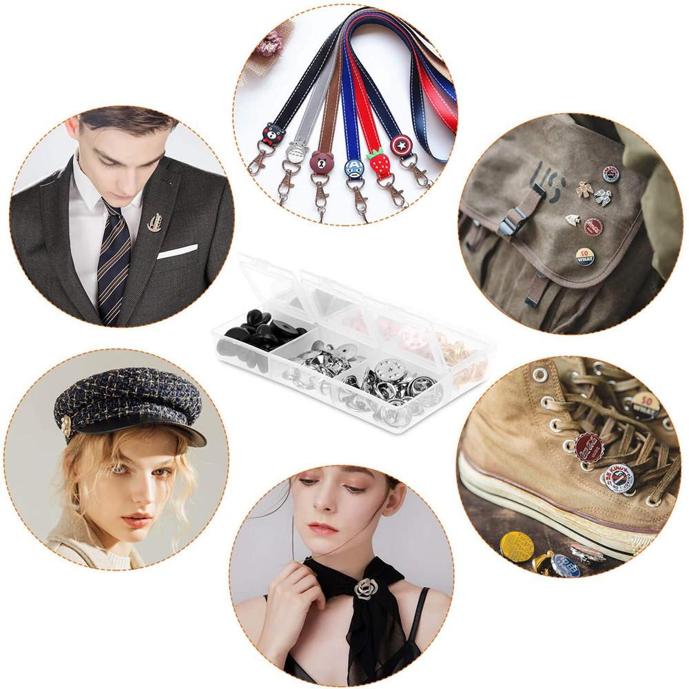 84pcs Metal Pin Backs Replacement Flat Round Pin Keepers Safety Clasp For Brooch Tie Tack Hat Badges Lapel Pins Jewelry Making