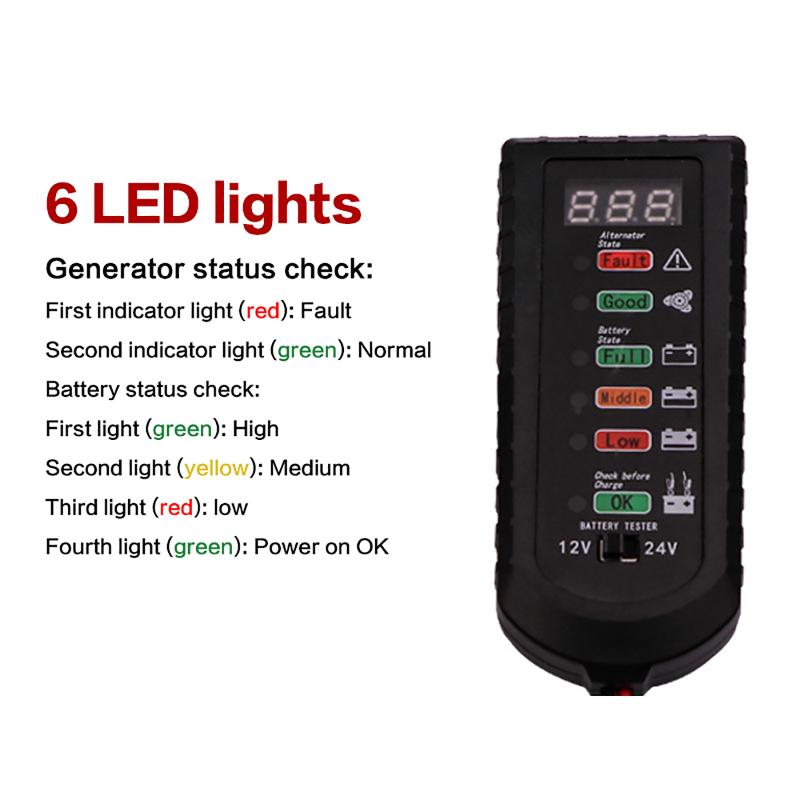 Taşınabilir Dijital Akü Yük Test Cihazı Alternatör Test Cihazı 12V 24V Otomotiv Motosiklet İçin Akü Durumunu Test Etmek İçin