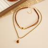 Maillard Style Tiger Eye Stone Pendant Y-shaped Thin Chain Sweater Necklace Women's Fashion Adjustable Rope Chain Daily Jewelry