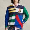 Polo Ralph Lauren SS23 Pánské polo tričko s dlouhým rukávem, pruhovaný barevný blok, potisk odznaku, vícebarevné MNPOKNI16822736-410