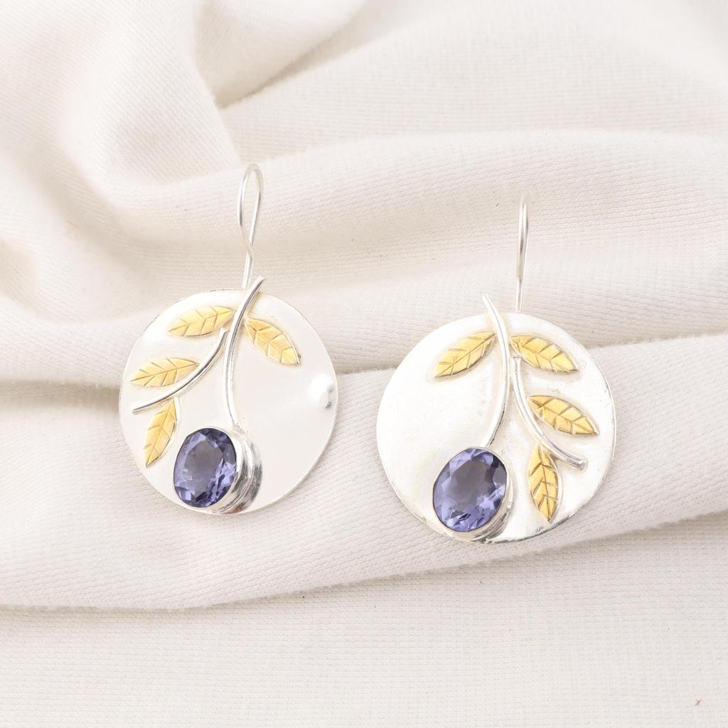 Iolite Earrings Gemstone Jewelry, 925 Solid Sterling Silver Earrings, Handmade Jewelry Birthstone Earrings, Gift For Her