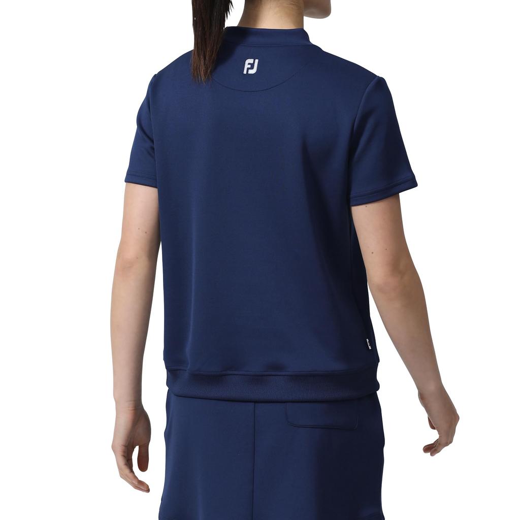 FootJoy Women's Medium Chest Logo Short Sleeve Mock Neck Sweatshirt, Navy, FJW-S24-M03 81971-M