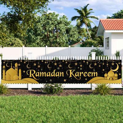 Eid Mubarak Outdoor Banner Flag Ramadan Kareem Banner Ramadan Decoration For Home 2024 Islamic Muslim Party Eid Al Adha