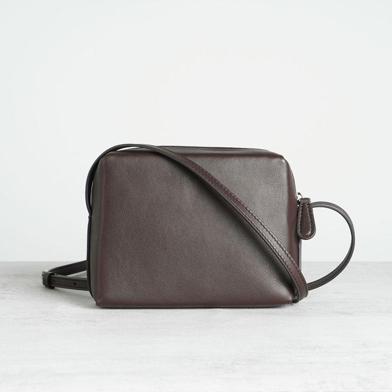 Import Ultra-Simple Row Series Regent Cowhide Bag Full Cowhide Inside And Out Single Leather Strap Mini Square Bag For Women