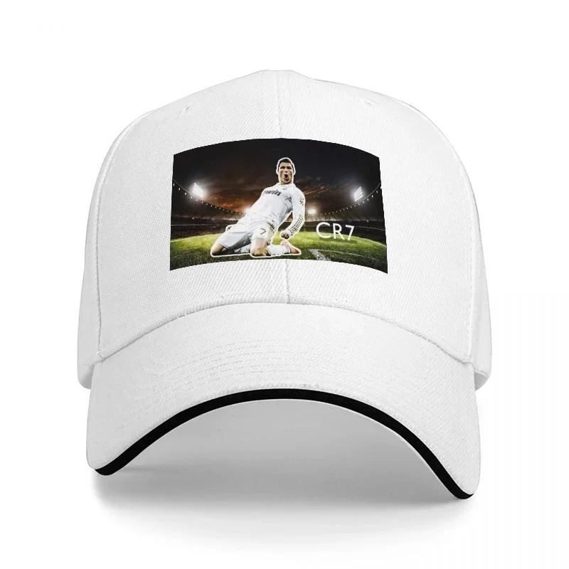 CR7 Football Legend Stadium Scene Baseball Cap Black with White Trim Premium Sports Hat for Fans and Style Enthusiasts