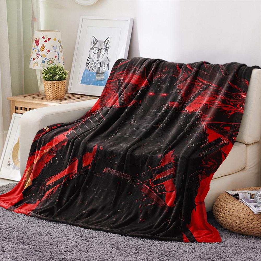 Japanese Warriors  Print Flannel Blanket, High quality Comfortable for All Seasons, Home Decor, Warmth and Comfort
