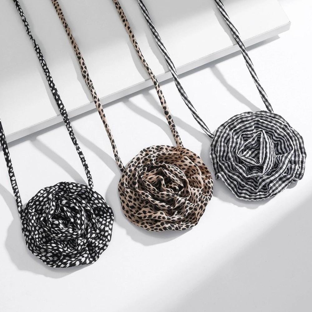 Korean Style Flower Clavicle Chain Elegant Leopard Print Chocker Vintage Chiffon Necklace  Party