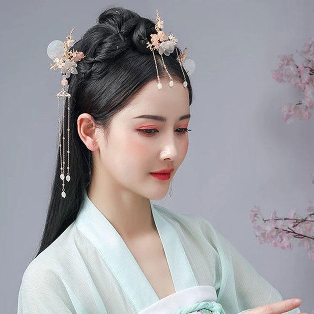 With Chain Women Hair Accessories Hairstyle Design Tool Pearl Tassel Hair Stick Chinese Hairpin Set
