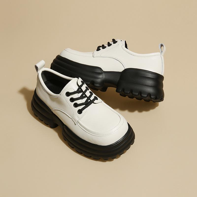 Platform Mary Jane small leather shoes women's new autumn British style retro muffin niche lace-up casual single shoes