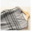 Summer Round Neck Undershirt Bohemian Geometric Embroidery Blouse Solid Color Vintage Ethnic Embroidery Tank