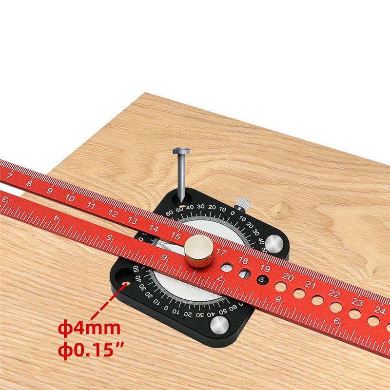 WON Woodworking Compass Ruler 12 Inches Aluminum Alloy Drawing Compass Parallel Vertical Crossing Ruler T-Type Drawing Ruler