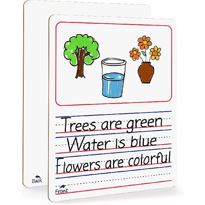 Scribbledo Double Sided Whiteboard Lined Dry Erase Board for Kids Ruled Writing Board Handwriting Practice Small White 9x12 Dry Erase Board with