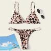 Women Leopard  Print High Waist Two Pieces Bikini Swimwear Swimsuit Beachwear