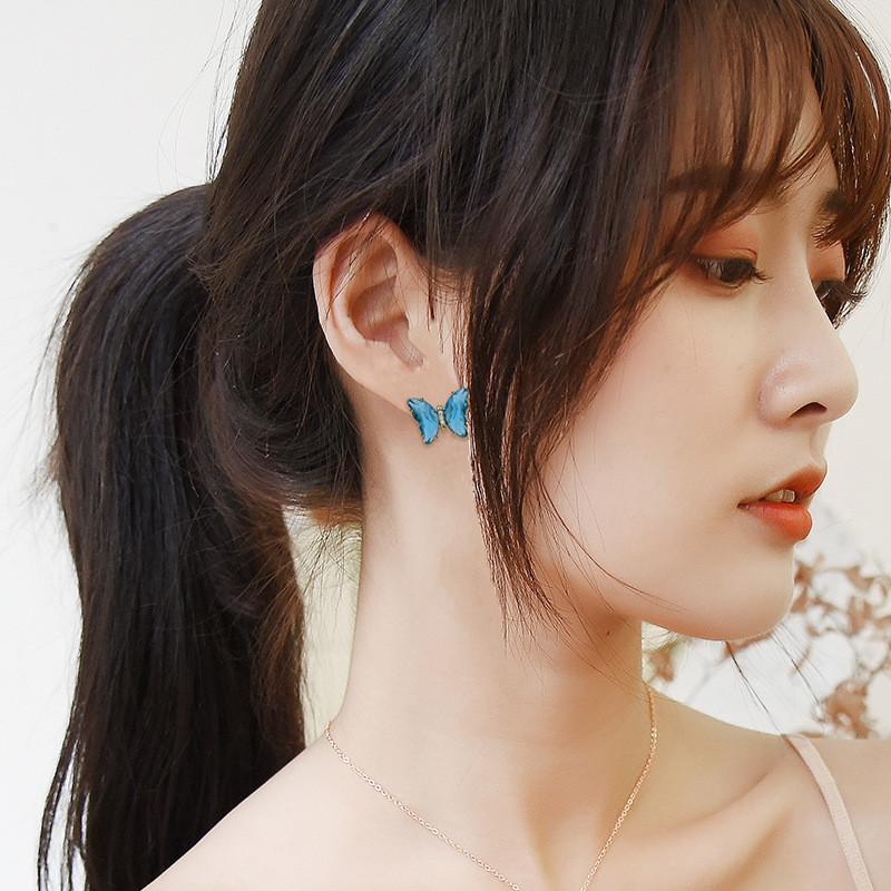 None Crystal Butterfly Earrings With Diamond Embellishments For Women