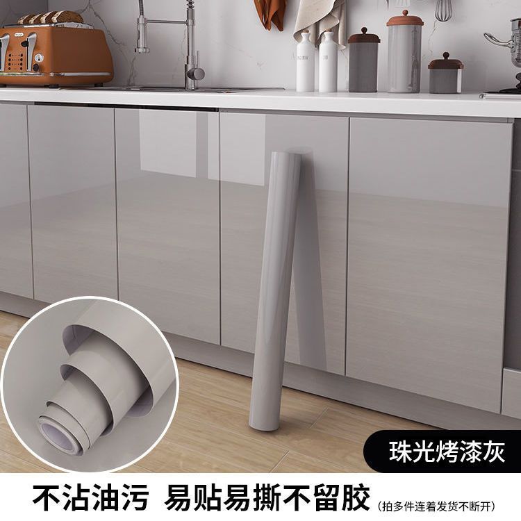 Shiny Black DIY Self Adhesive Kitchen Cabinets Wallpaper Waterproof Wall Stickers Vinyl Contact Paper Renovation Home Decor Film