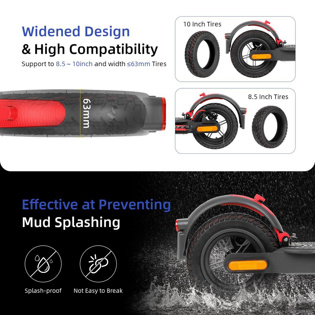 Gray-Red Ulip Superior Rear Fender with aluminium for Xiaomi scooters