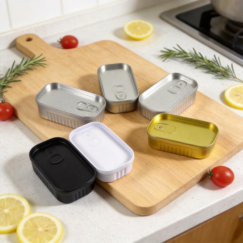 Tinplate Mini Metal Box Creative Sardine Can Shaped Storage Box Portable Metal Material Jewelry Pill Cases Portable Tin Boxes
