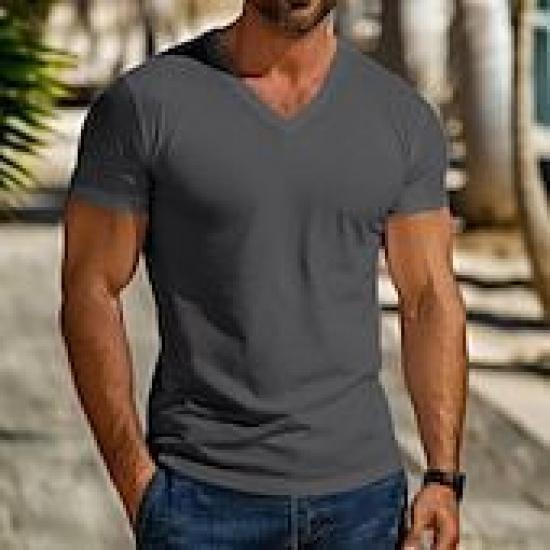 Frühling Sommer Herren Trendiges V-Ausschnitt Herzchenausschnitt Schnelltrocknend Atmungsaktiv Lässig Sportlich Persönlichkeit Kurzarm T-Shirt für Herren