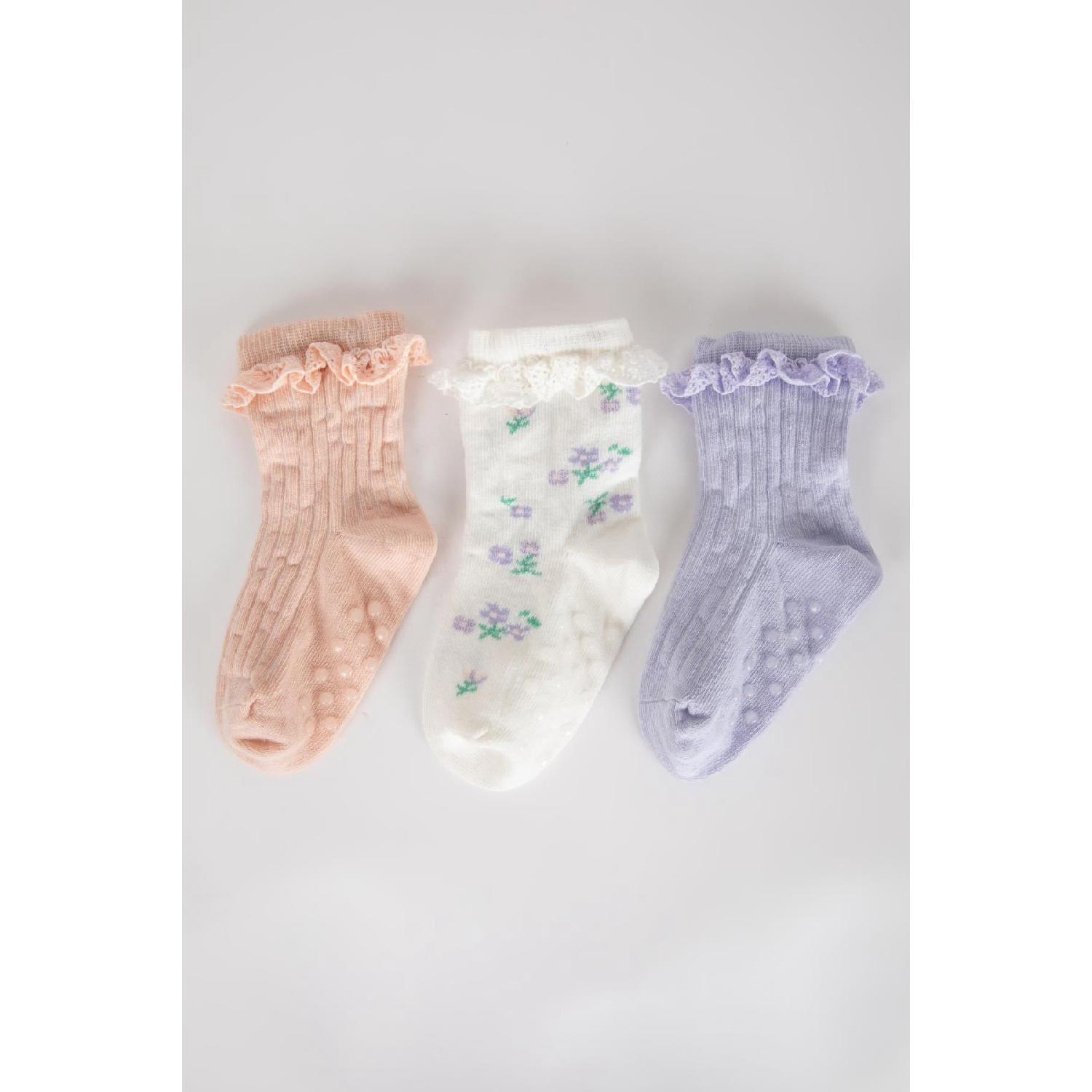 

Baby Girl Anti-slip Sole 3-piece Cotton Long Socks A7561a5ns 2-4 Yaş