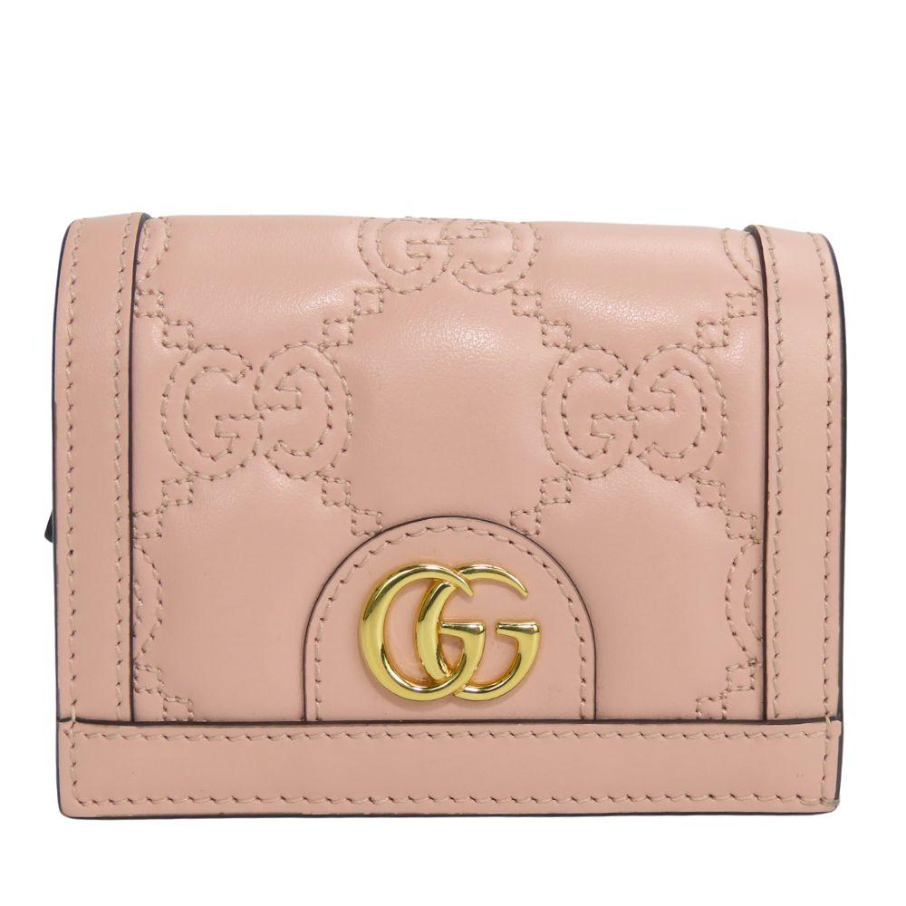 Used GUCCI Bifold Wallet 723786 GG Matelasse Leather Pink Accessory