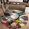 1pc Anime Cat Round Carpet - Office Chair Mat, Non-Slip Rug for Home Decor, Living Room, Bedroom