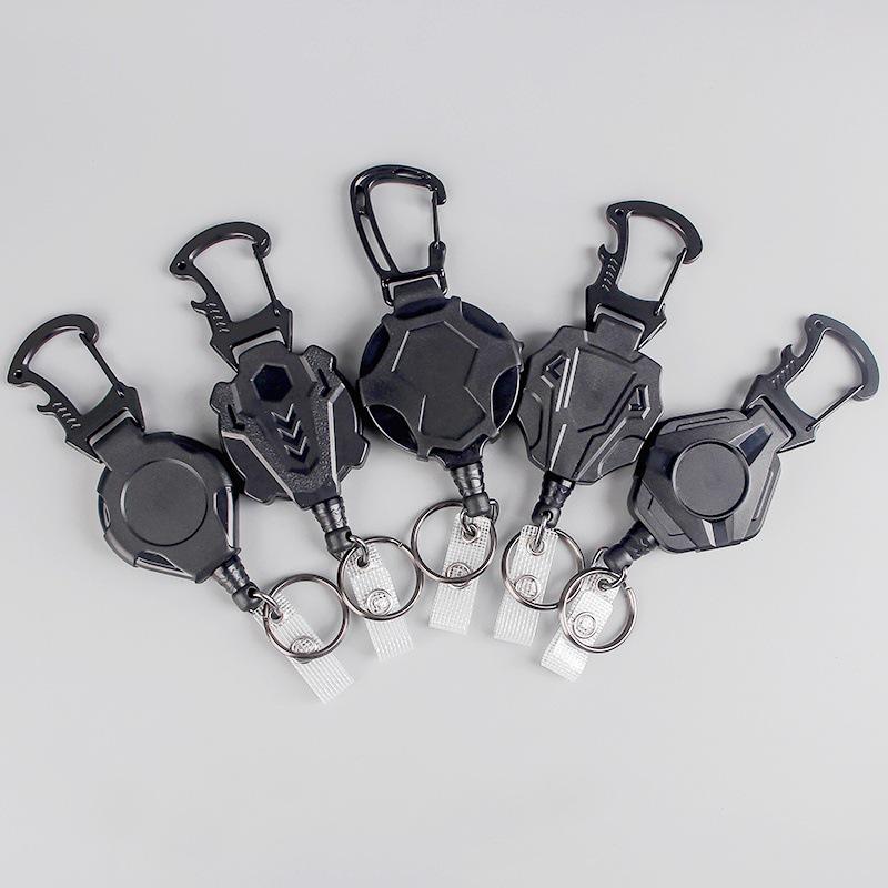 Multi-functional Retractable Rebound Lure Keychain with Anti-theft Steel Wire