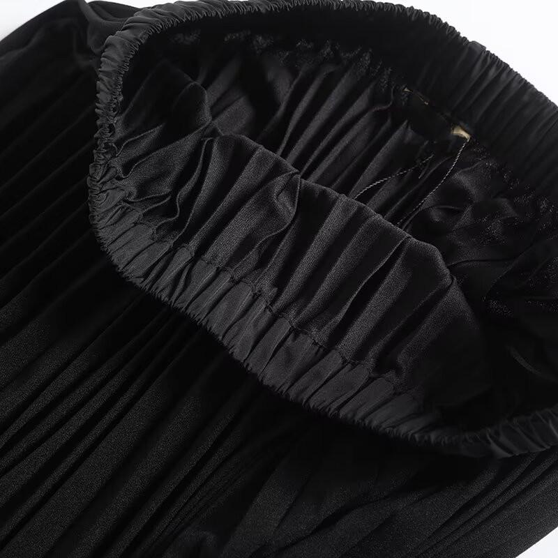 Elegant Women's Drapey Pleated Midi Skirt for Summer