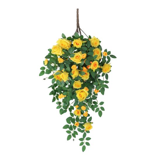 

Artificial Flower Rattan Decoration 6 Head Fake Hanging Rose Vine Plants Faux Silk Flower Rattan for DIY Wedding Room Background Decoration жовтий