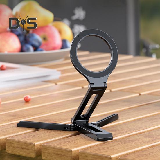 Magnetic Phone Stand Aluminum Alloy Desk Holder for Cell Phone Video Recording Travel Portable Foldable Tripod Adjustable Angle Phone Mount for