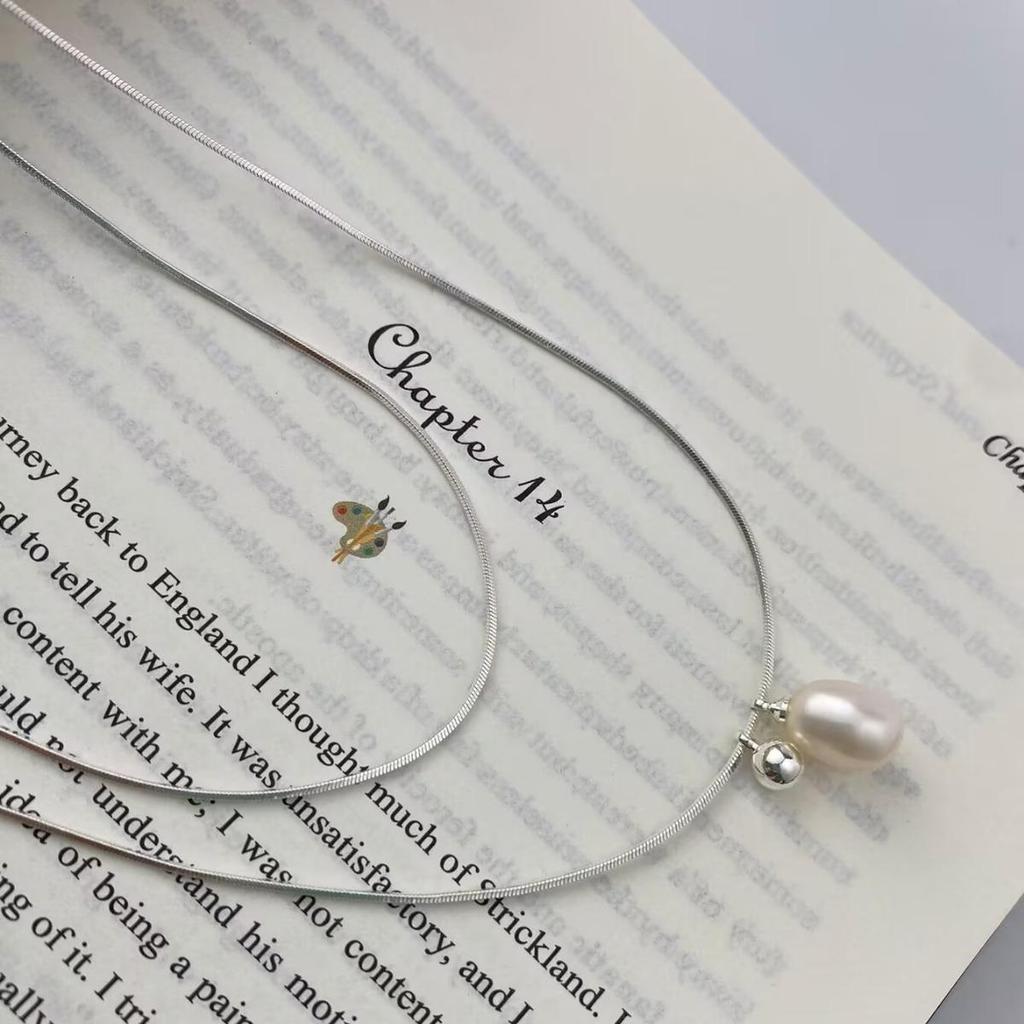 Collana Minimalista a Doppio Strato con Perle d'Acqua Dolce