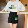 Women's Summer A-Line Wide-Leg Elastic Waist Shorts with Bright Pockets