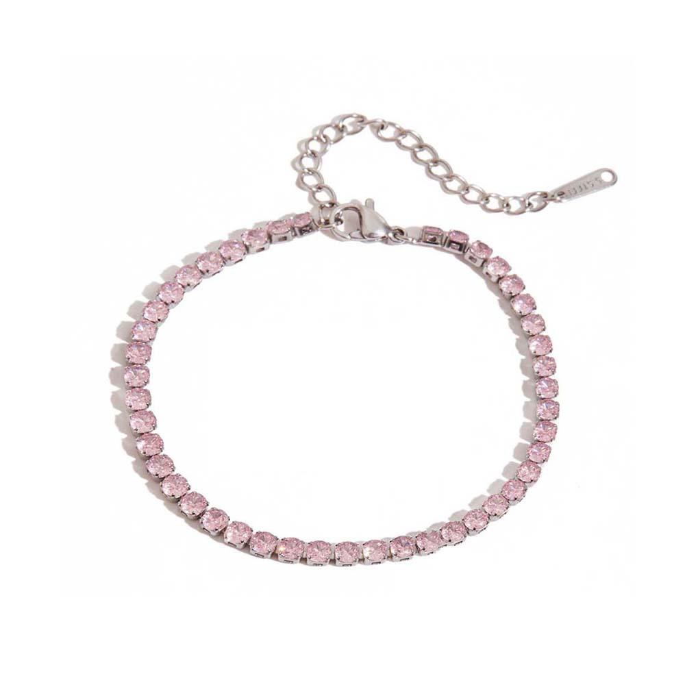 

Adjustable Pink Rhinestone Bracelet Personality Heart-shaped Golden Wristwear Daily Style 3