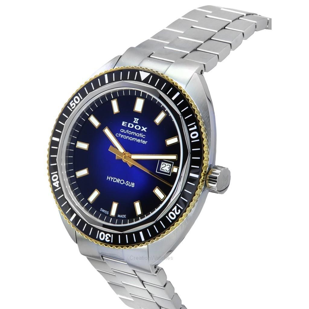 Edox Hydro-Sub Date Хронометр Лимитированная Серия Синий Циферблат Автоматические Дайверские 80128 357JNM BUDD 300M Мужские Часы