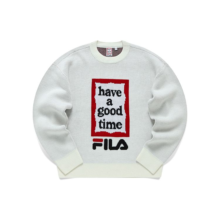 

FILA Have A Good Time Series Sports Leisure Knit Sweater Men sweater Vanilla-White F11U149401F-IV XL