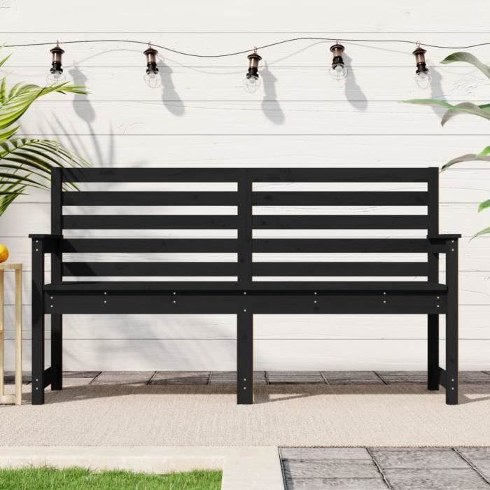 VidaXL Banc de jardin noir 159,5x48x91,5 cm bois massif de pin 824071