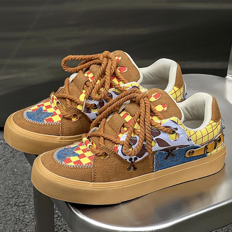 

Women Platform Sneakers Personalized Design Sports Shoes Lace Up Casual Shoes Outdoor Running Tennis Sneakers For Couple 35-44 44 коричневий