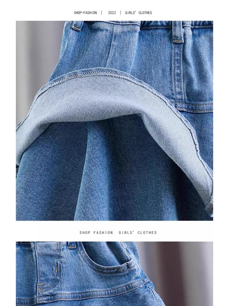 Dívčí džínová dortová sukně v korejském stylu - Jarní/letní módní krátká sukně/kalhoty