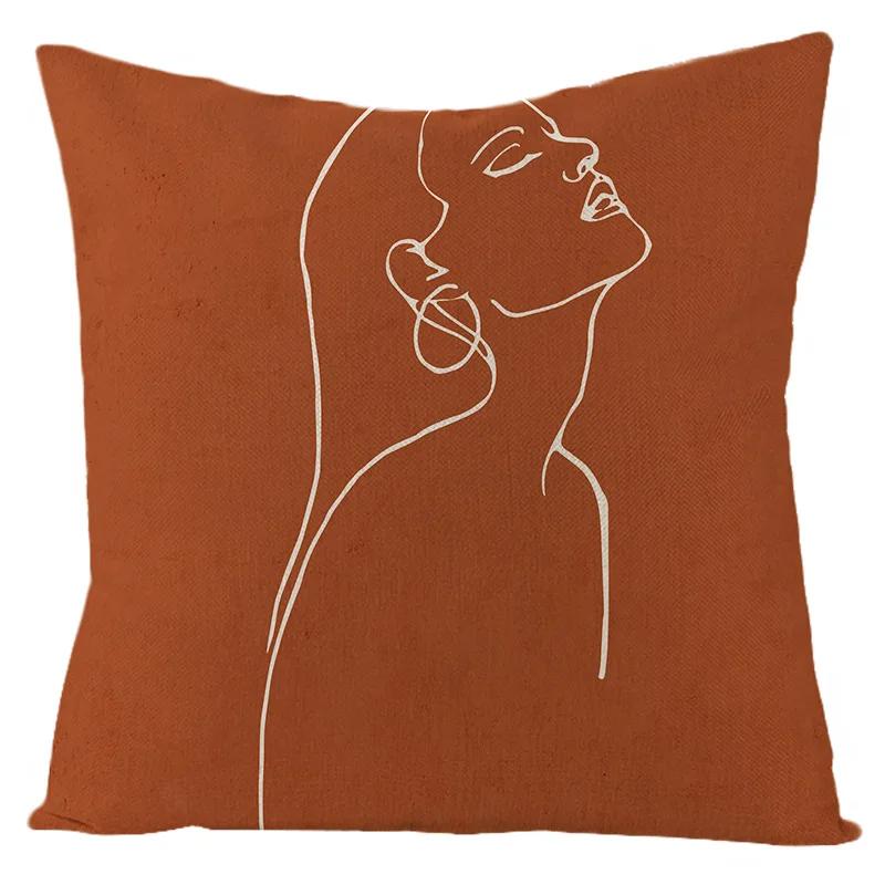 Nordic Abstract Linen Pillowcase Home Sofa Bedside Cushion Pillowcase 45x45cm Home Fashion Art Painting Printed Pillow Case