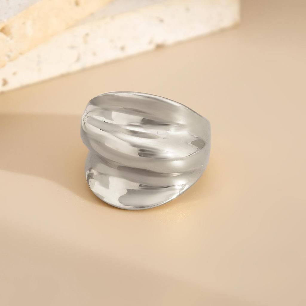 Simple Wide Face Geometric Chunky Ring Set for Women Men Irregularcross Hollow Open Rings Vacation Party Jewelry Charm Gold Silver Color