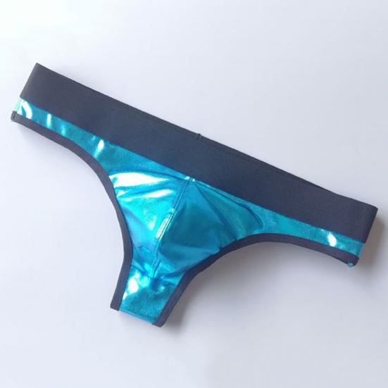 Culottes pour hommes Club Élasticité Couleur contrastée Séchage rapide Surface brillante Taille basse Vêtements de club Sous-vêtements en similicuir String pour hommes Night-club